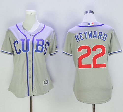 Cubs #22 Jason Heyward Grey Women's Alternate Road Stitched MLB Jersey